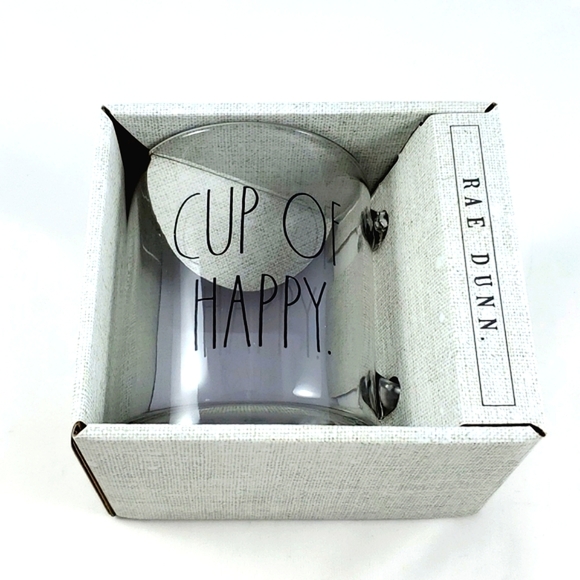 Rae Dunn Enchanté Accessories Large Letters CUP OF HAPPY Glass Coffee Mug 18oz - Picture 3 of 6